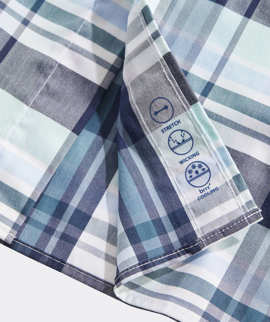 On-The-Go brrr° Plaid Shirt in Blch Aqua Plaid by Vineyard Vines