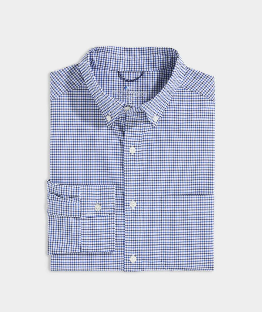 On-The-Go brrrº Tattersall Shirt in Maritime-Blue by Vineyard Vines