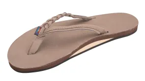 Rainbow Flirty Braidy - Single Layer Premier Leather 1/2" Narrow Strap With Braid - Dark Brown