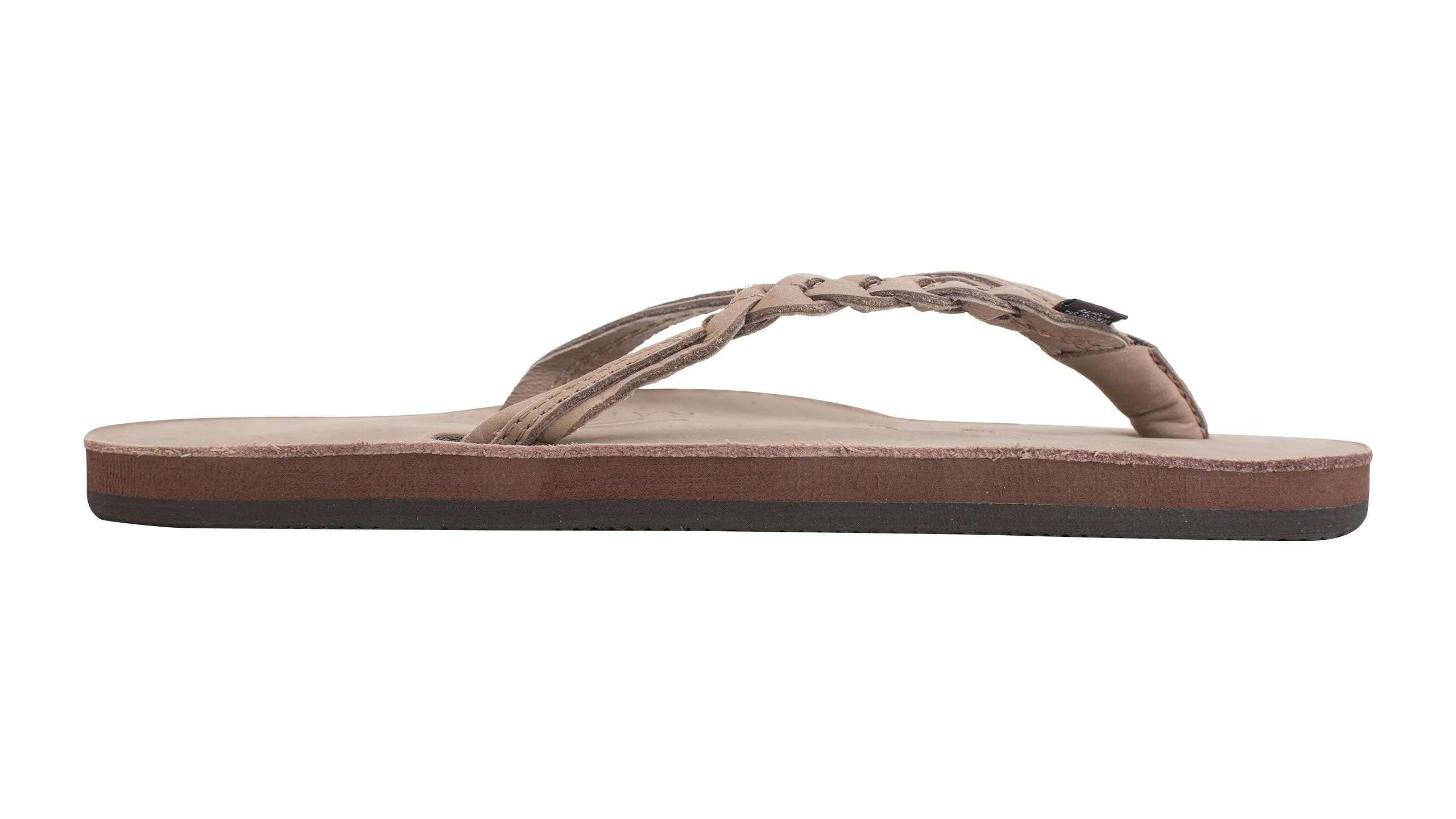 Rainbow Flirty Braidy - Single Layer Premier Leather 1/2" Narrow Strap With Braid - Dark Brown