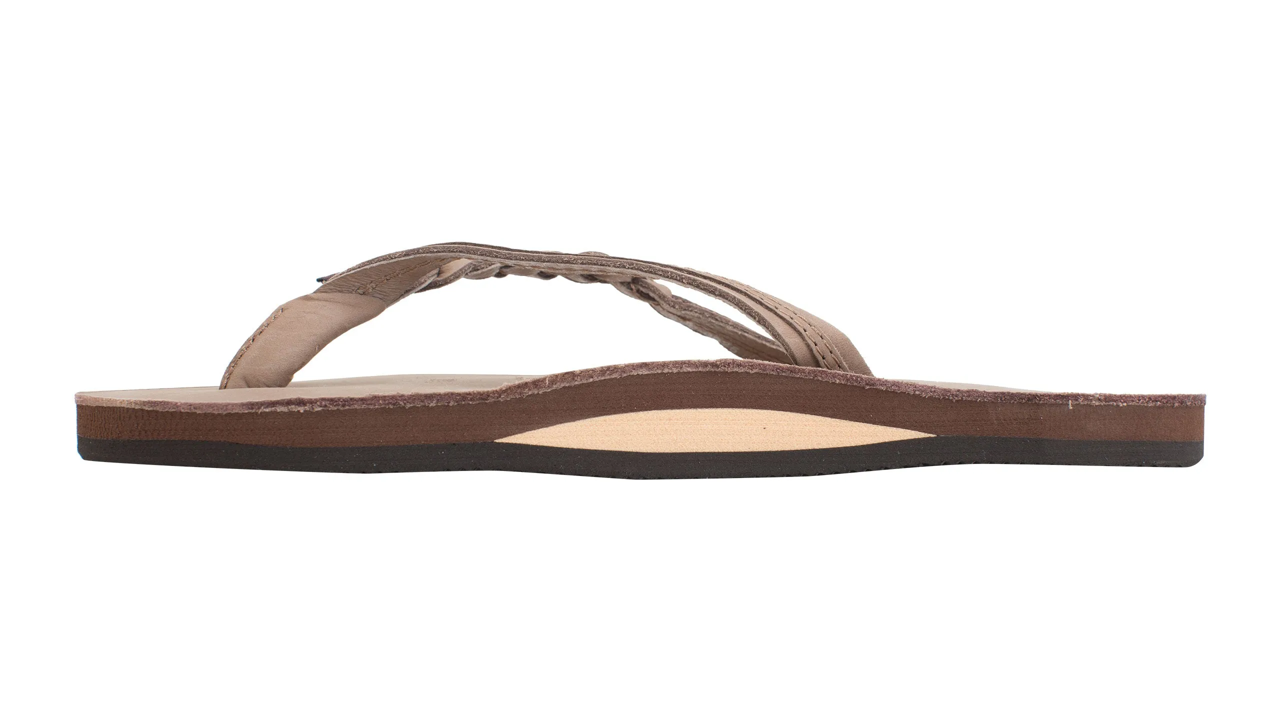 Rainbow Flirty Braidy - Single Layer Premier Leather 1/2" Narrow Strap With Braid - Dark Brown