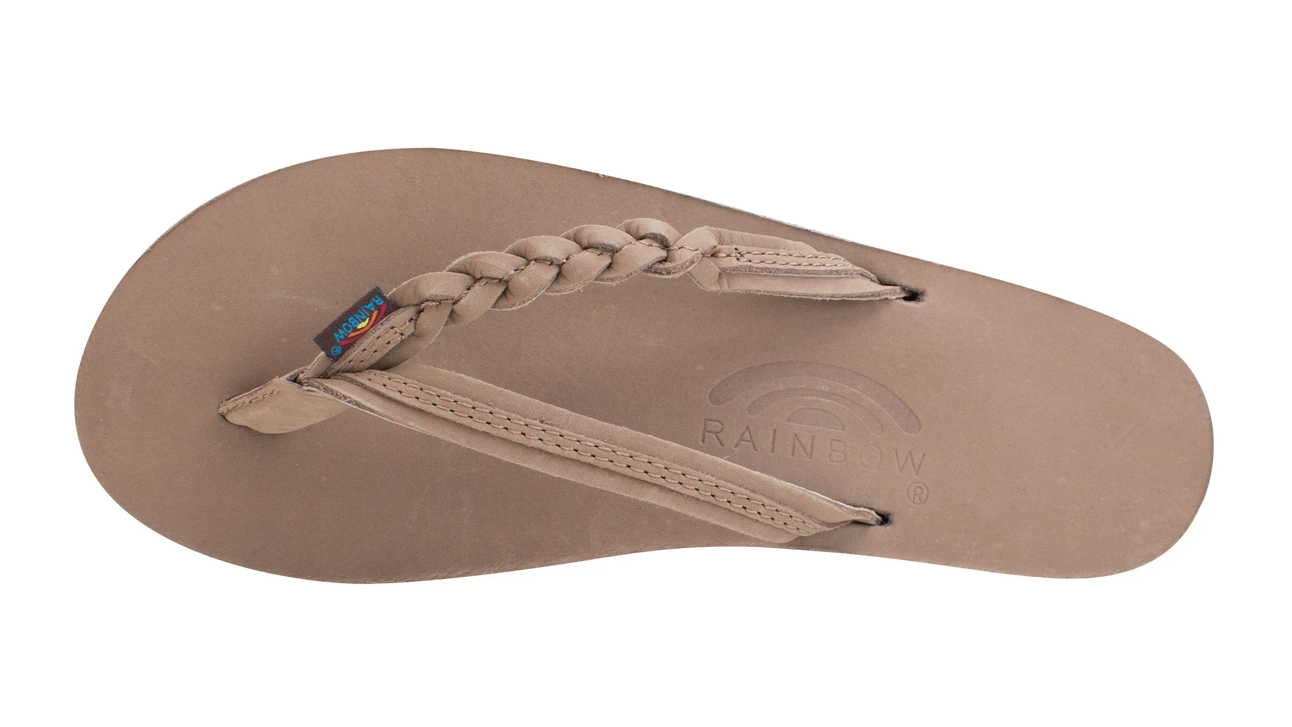 Rainbow Flirty Braidy - Single Layer Premier Leather 1/2" Narrow Strap With Braid - Dark Brown