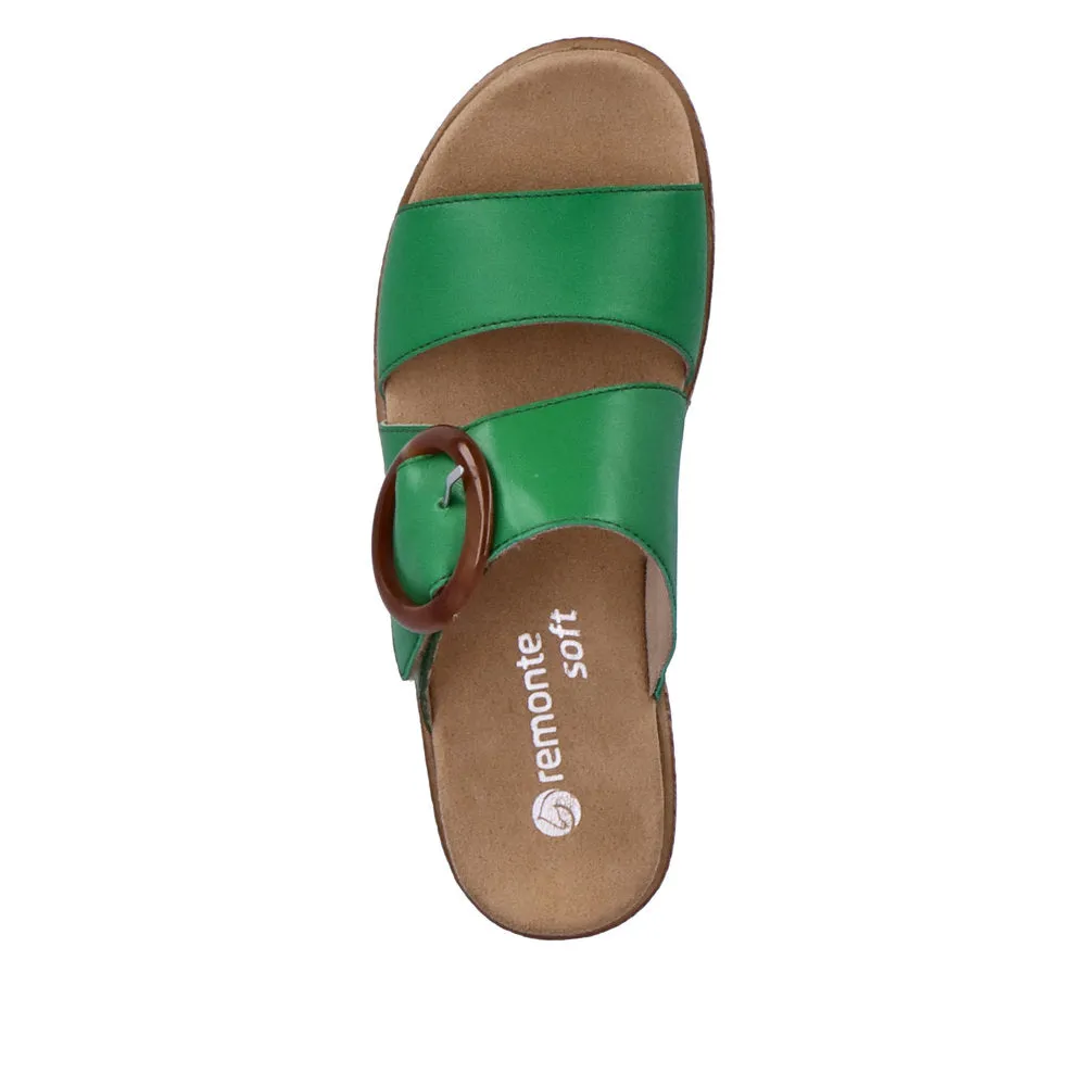Remonte D0Q51-52 Ladies Apple Green Leather Touch Fastening Sandals