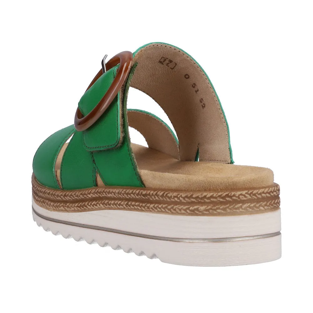Remonte D0Q51-52 Ladies Apple Green Leather Touch Fastening Sandals
