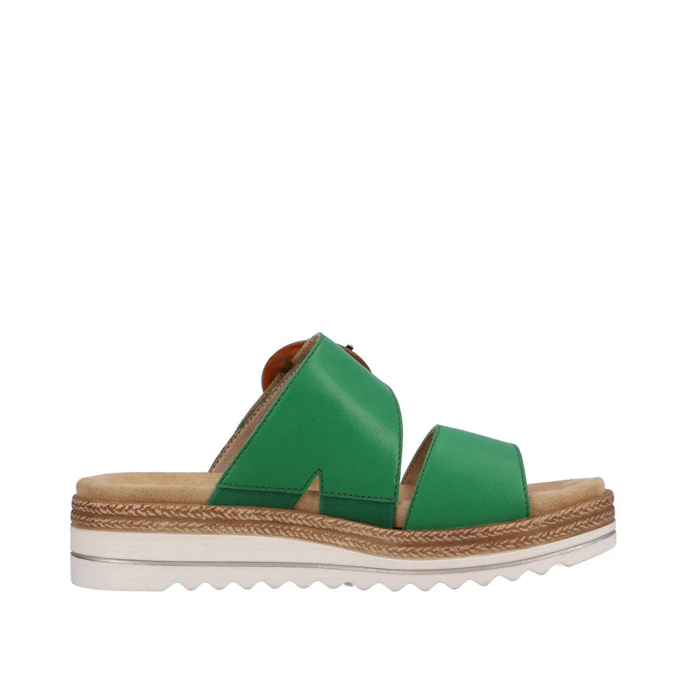 Remonte D0Q51-52 Ladies Apple Green Leather Touch Fastening Sandals