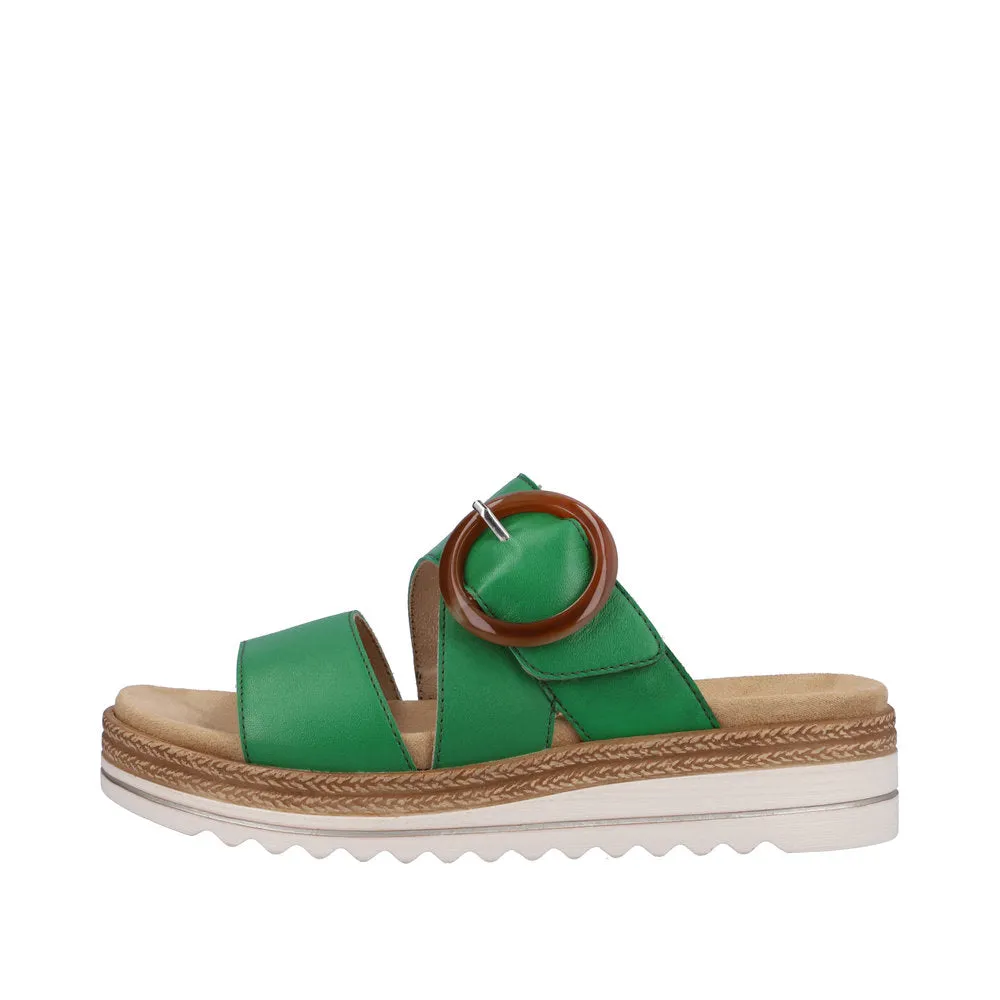 Remonte D0Q51-52 Ladies Apple Green Leather Touch Fastening Sandals