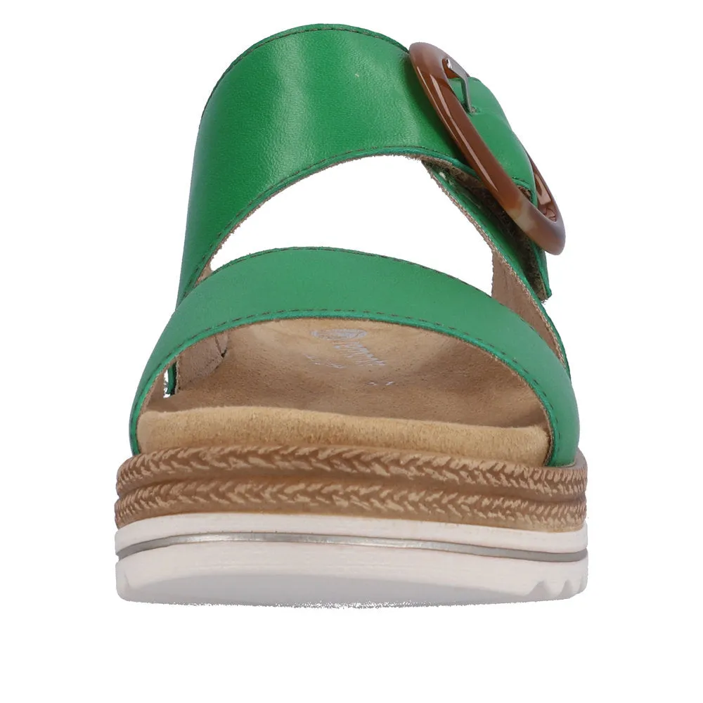 Remonte D0Q51-52 Ladies Apple Green Leather Touch Fastening Sandals