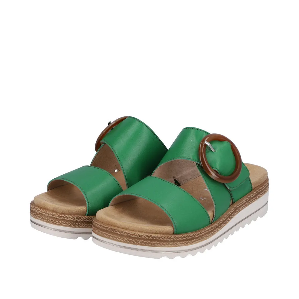 Remonte D0Q51-52 Ladies Apple Green Leather Touch Fastening Sandals