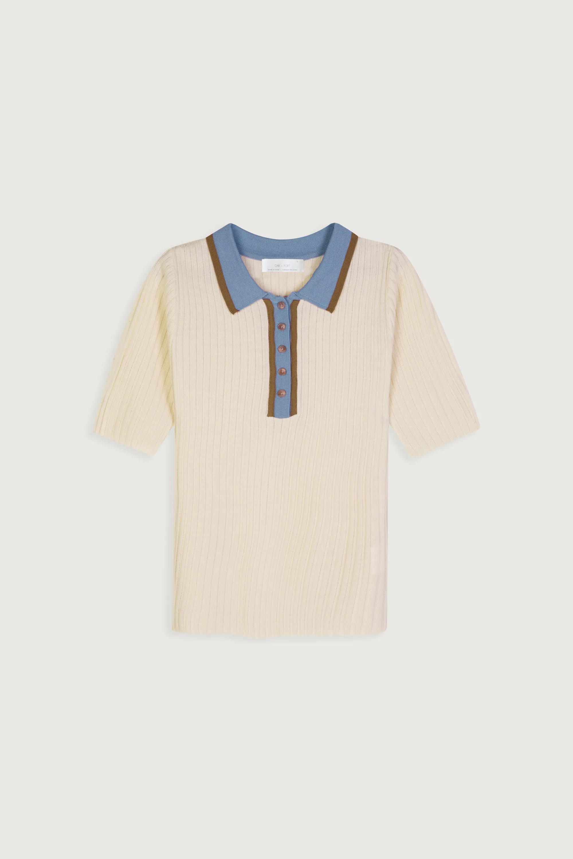 RIBBED COLLARED TOP