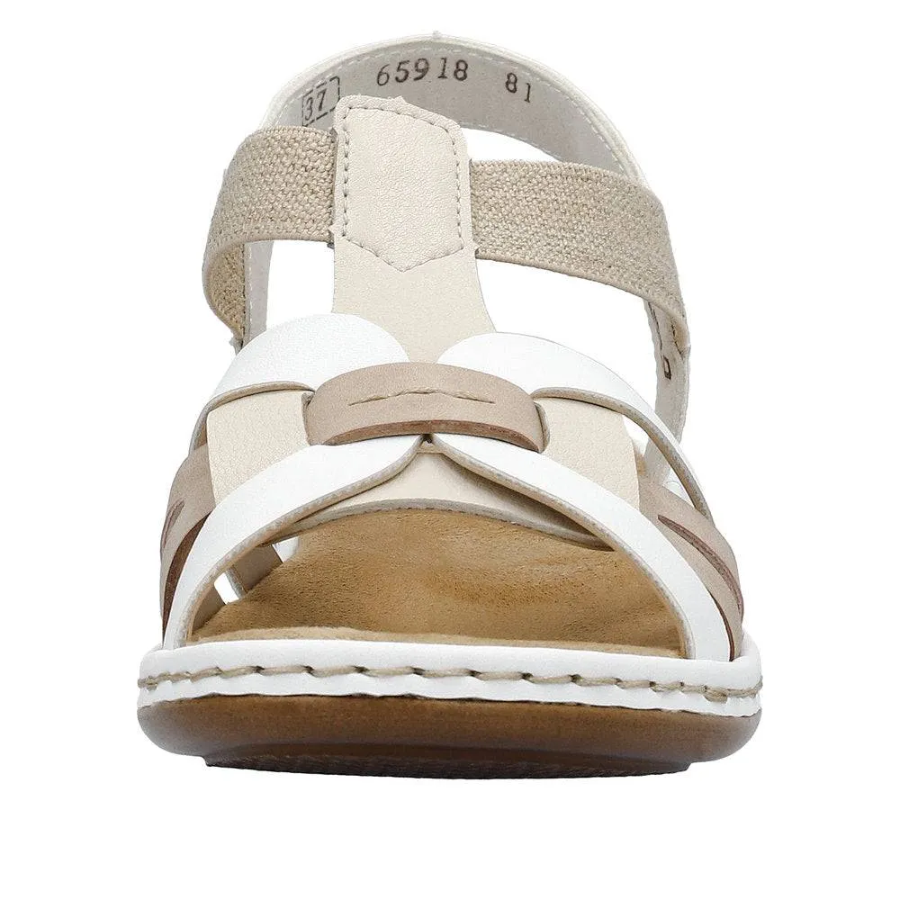 Rieker 65918-81 Ladies White Multi Leather Slip On Sandals