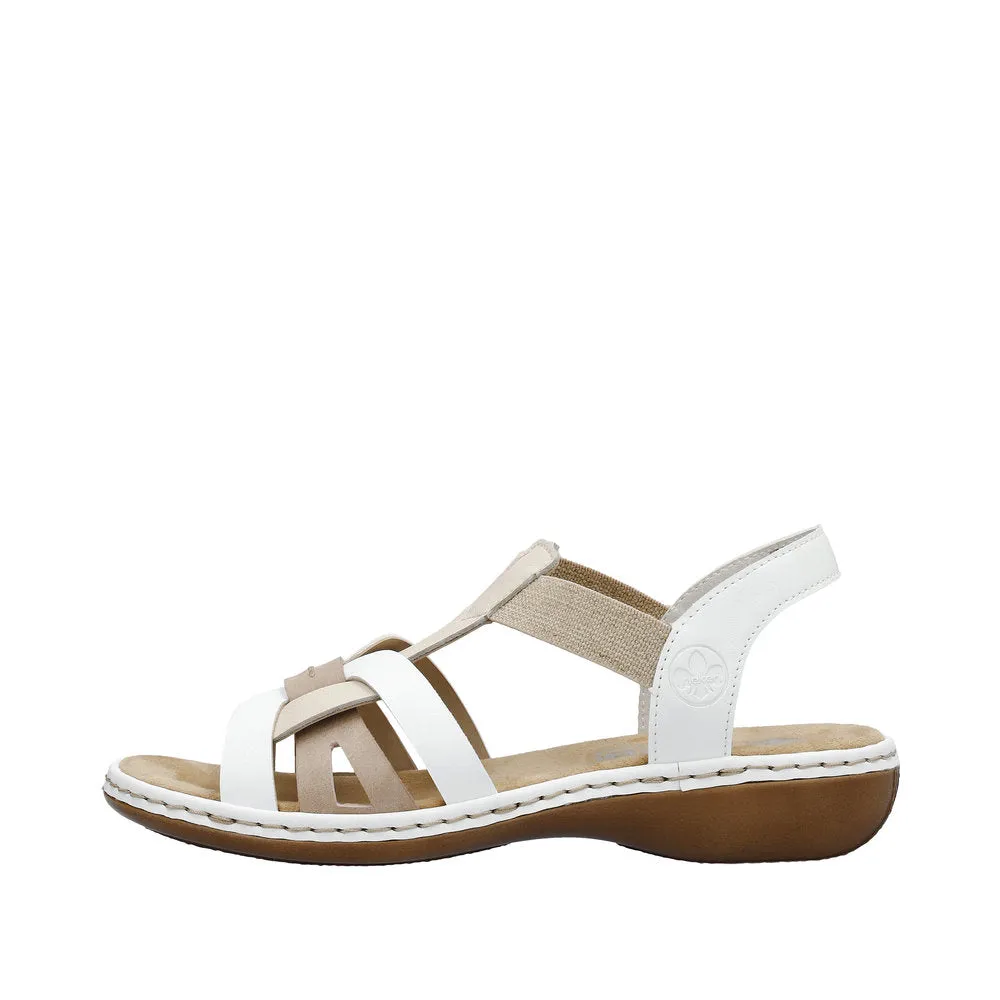 Rieker 65918-81 Ladies White Multi Leather Slip On Sandals