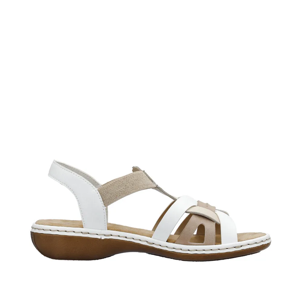 Rieker 65918-81 Ladies White Multi Leather Slip On Sandals