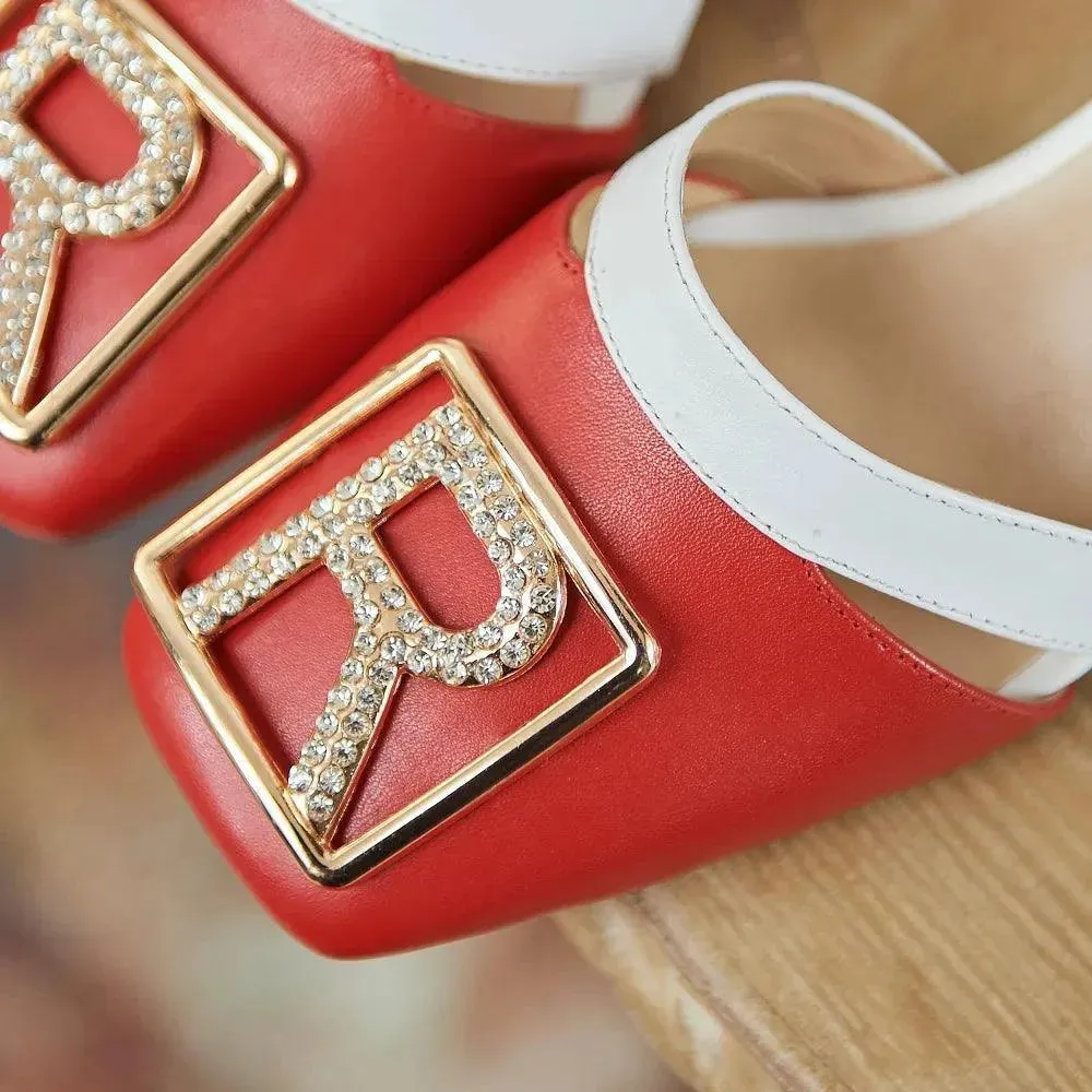 Sandals Luxury Women Sandals Leather Heels