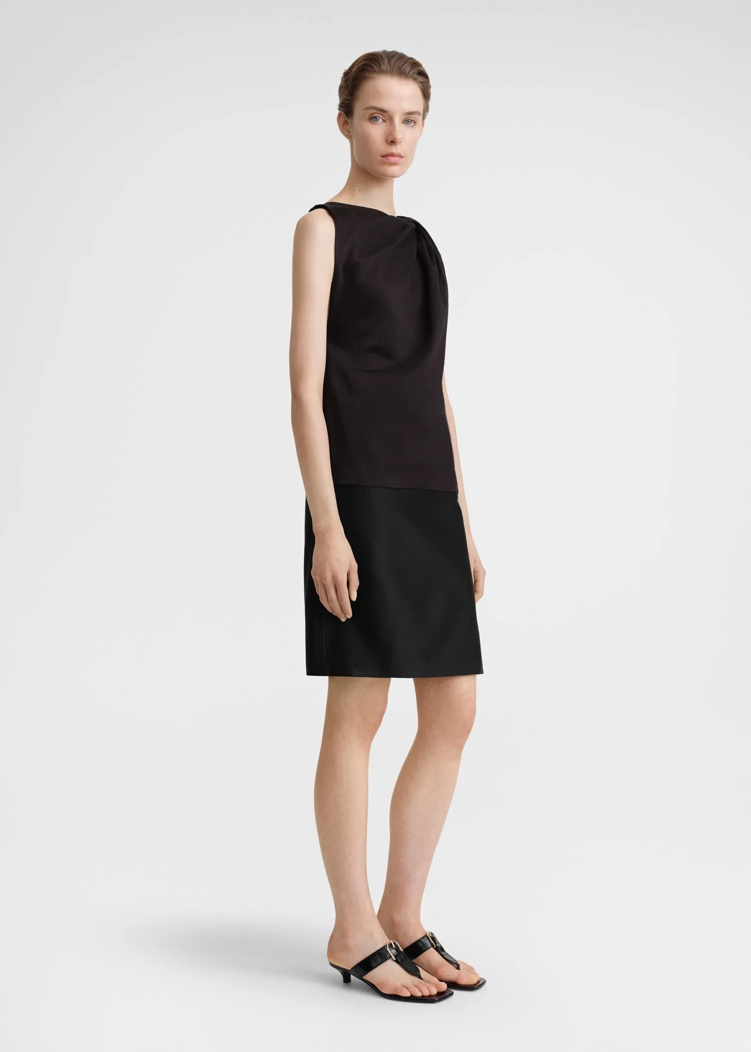Shoulder-twist dress black