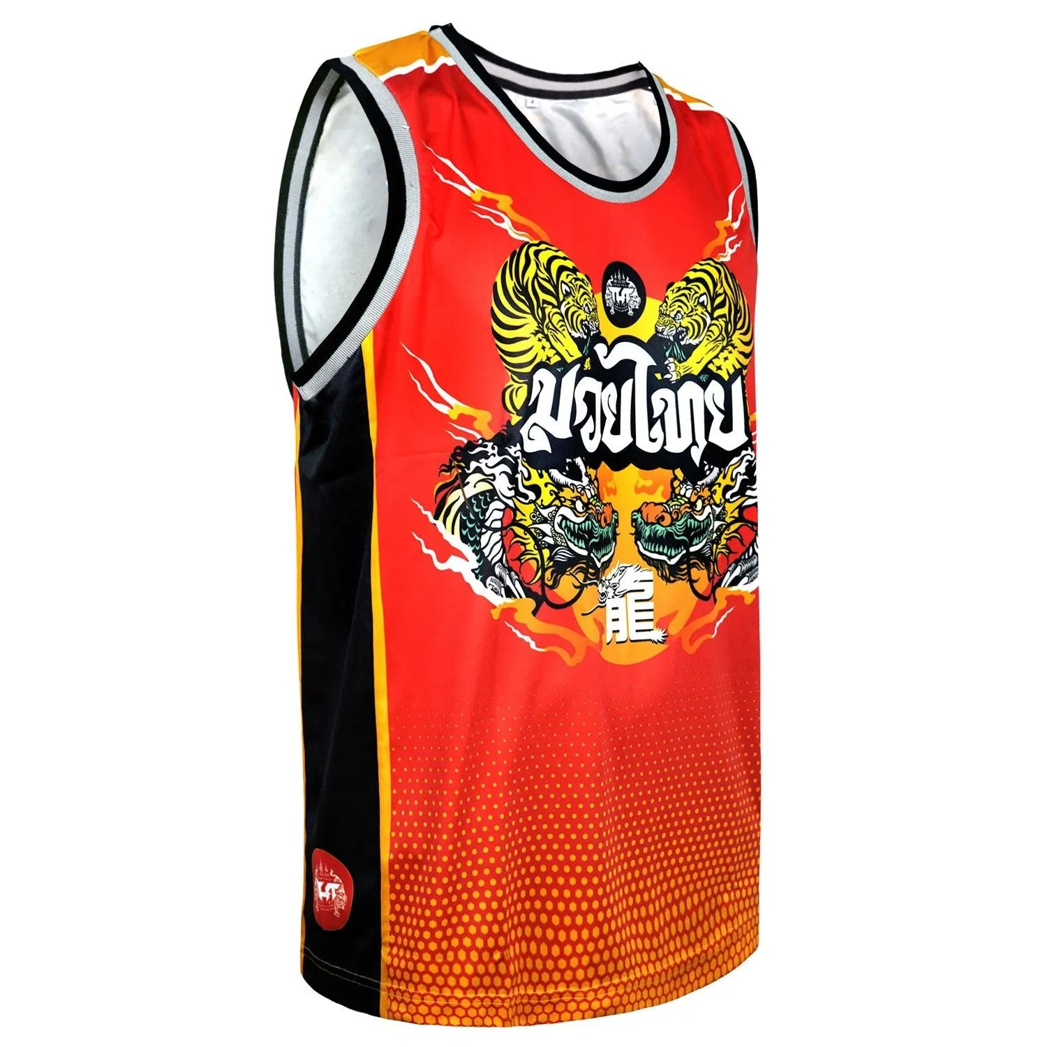 TT104 TUFF Tank Top Red Chinese Dragon and Tiger