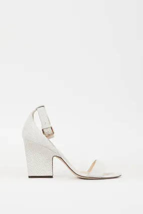 White Textured Leather Edina Sandal