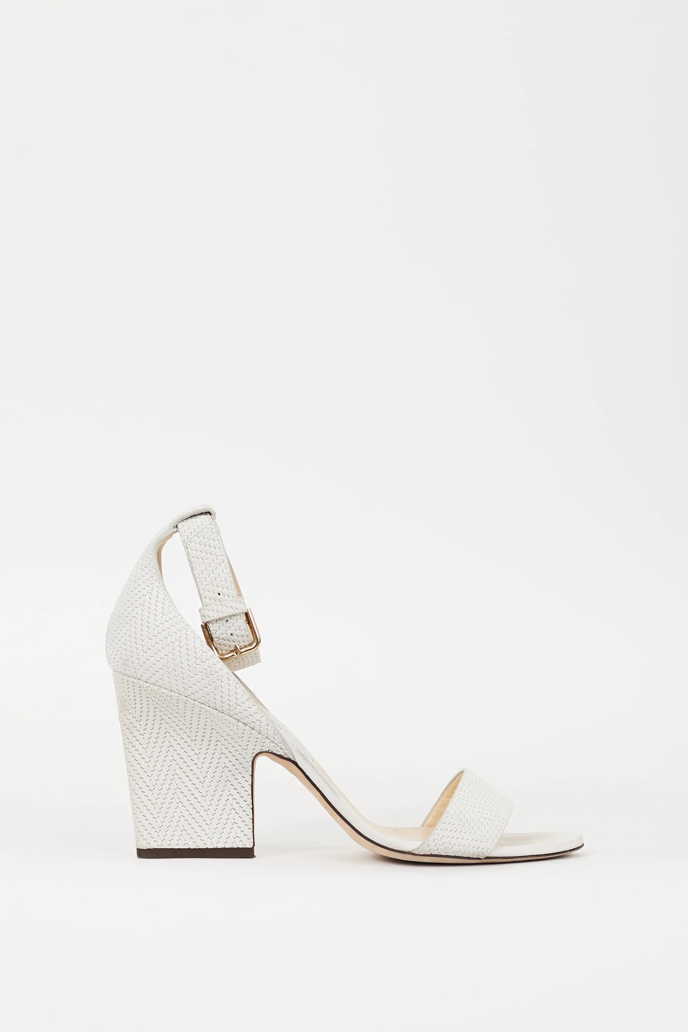 White Textured Leather Edina Sandal