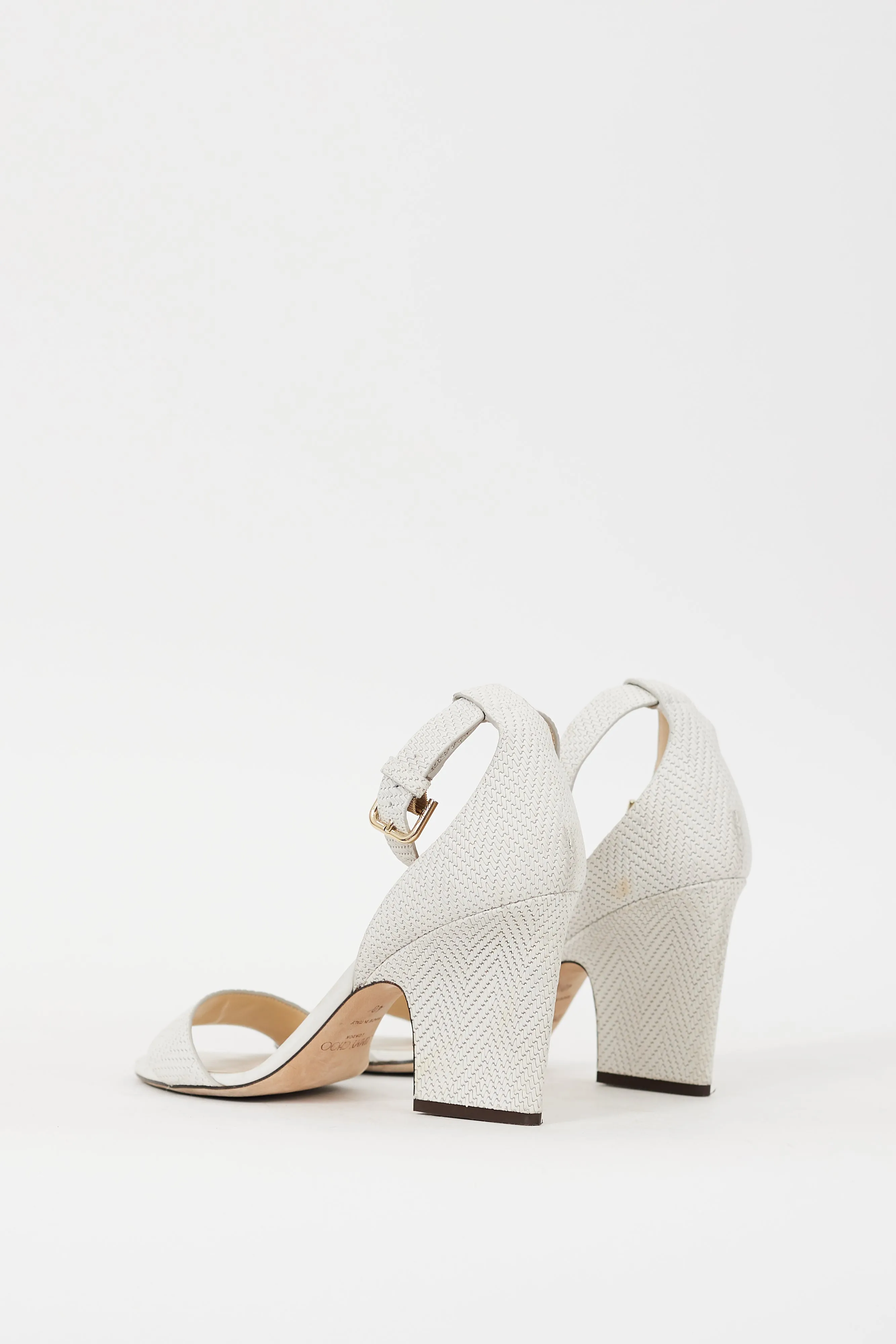 White Textured Leather Edina Sandal