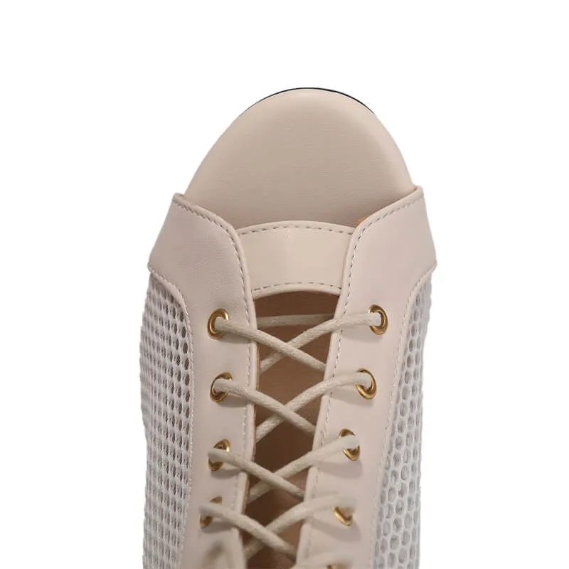 Women's Stiletto Sandals Open Toe Lace-Up Booties