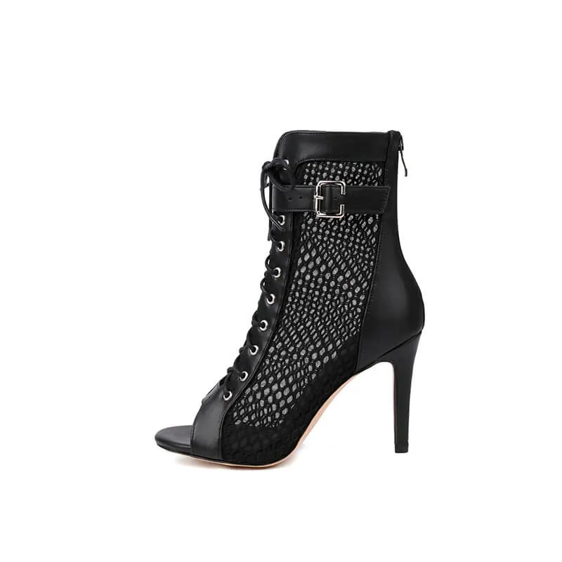 Women's Stiletto Sandals Open Toe Lace-Up Booties