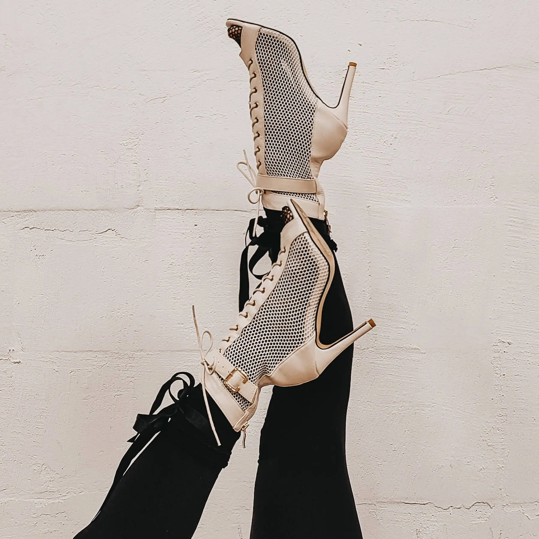 Women's Stiletto Sandals Open Toe Lace-Up Booties